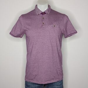 Ted Baker London Purple White Short Sleeve Button Up Cotton Polo Shirt 4/L